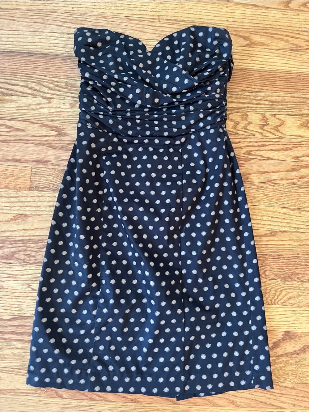 H&M Strapless Polka Dot Dress Medium Sweetheart Ruched Cocktail